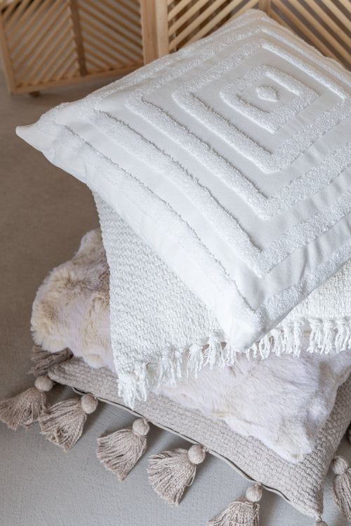 J-Line kussen Wave - polyester - ivoor - vtwonen shop