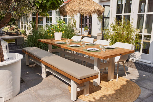 Hartman Dining Tuinset Sophie Yasmani - Naturel/Wit Teakhout - 300x100x76cm