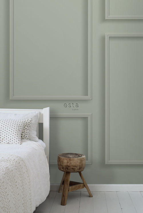 ESTAhome fotobehang wandpanelen vergrijsd groen - 300 x 279 cm - 158966