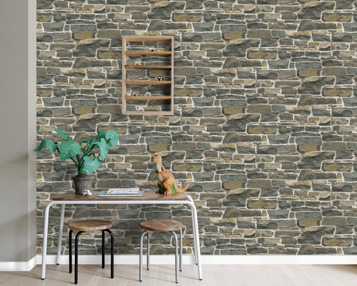 ESTAhome behang stenen muur bruin - 53 cm x 10.05 m - 138522