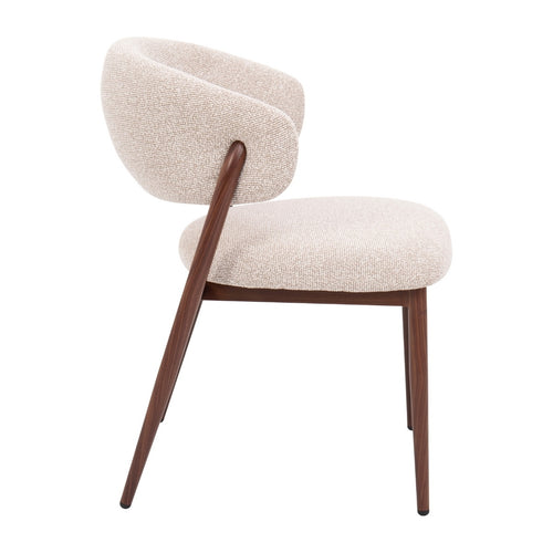 DÉJA Living Eetkamerstoel Skive - Stof - Zand/Walnoot - Set van 2 - vtwonen shop