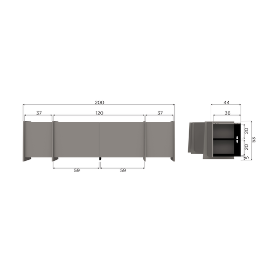 WOOOD tv meubel 200 cm Brock - Essen Fineer - Warmgrijs - 53x200x44