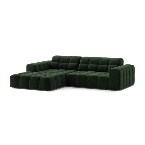 Cosmopolitan Design - Linker hoekbank Chicago 3-zits, flueel flessengroen - 167x234x78cm