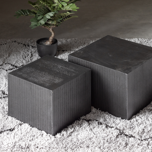 WOOOD bijzettafel Sanne - Mdf - Zwart - 37x40x40/40x50x50 - Set van 2 - vtwonen shop