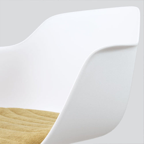 Nolon Nino-Liz barkruk wit met warm oker zitkussen - wit onderstel - 65 cm