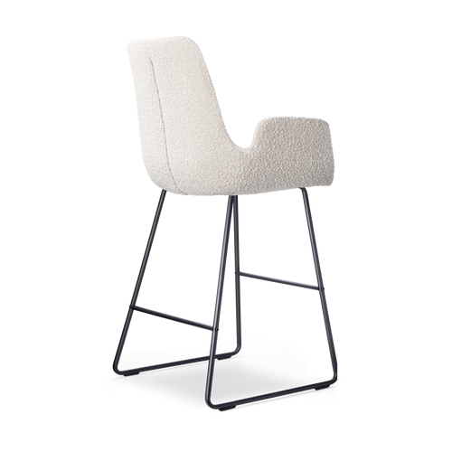 Nolon Nino-Eef Barkrukken Set van 2 - Bouclé Beige - Zwart - 65 cm