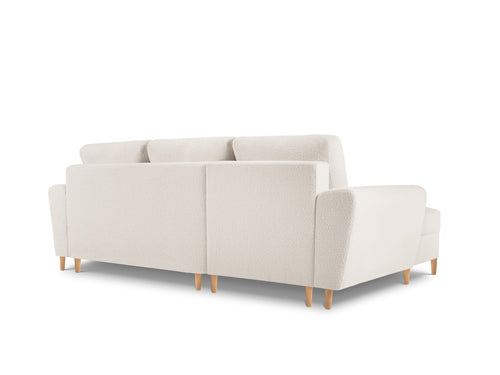 Cosmopolitan Design Uitklapbare hoekbank links met opbergdoos Kyoto 4-zits, boucle, beige - 145x241x88cm