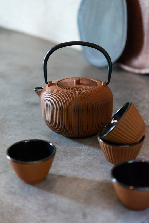 J-Line theepot - metaal - bruin - 2 stuks