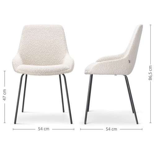 Nolon Nora-Isa Eetkamerstoel Bouclé Beige - Stof - Zwart Onderstel - vtwonen shop