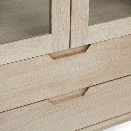 Furnhouse vitrinekast Nyborg - Witte olie - MDF, Eikenfineer, Glas - 45x100x190