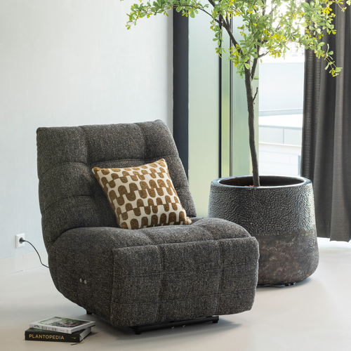 WOOOD relaxfauteuil elektrisch Hein - Geweven stof - Antraciet/Bruin - vtwonen shop