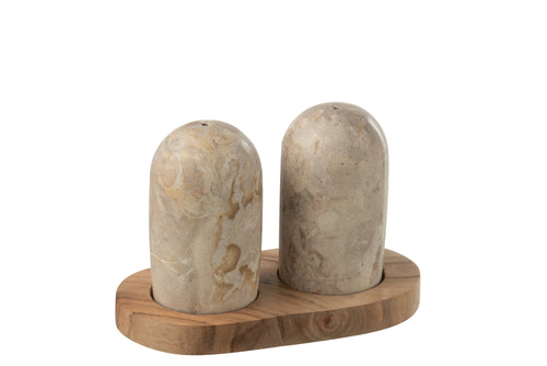 J-Line peper- & zoutstellen Marmer - steen - naturel/beige