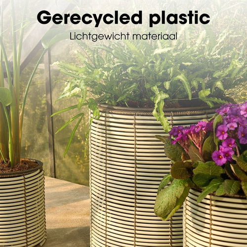 Mica Decorations Cesena Bloempot – Set van 3 – Plantenpot voor Bloemen en Kamerplanten – Bloempotten voor Buiten – Gerecycled Plastic – Wit