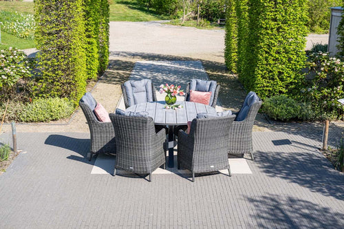 Edison tafel - rond - Ø148 cm - carbon black - grey teak Vironwood