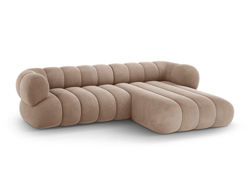 Cosmopolitan Design rechter hoekbank Koge 5-zits, flueel donkerbeige - 165x270x70cm
