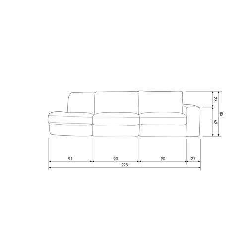 vtwonen 2,5-zits ronding links Family - Polyester - Zand - 85x298x98 - vtwonen shop