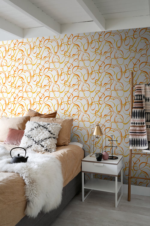 Sanders & Sanders behang figuratief motief wit, geel en oranje - 50 x 900 cm - 935275