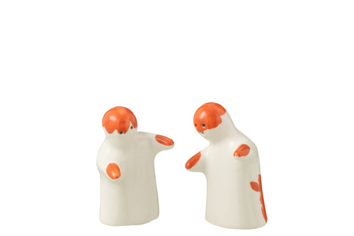 J-Line peper- en zoutmolen set Granada - keramiek - wit/oranje