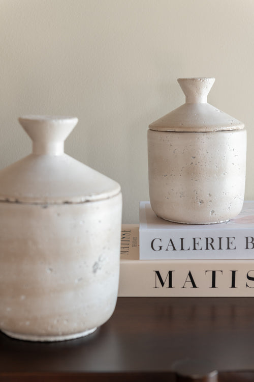 J-Line voorraadpot decoratief olina - cement - creme - large - vtwonen shop