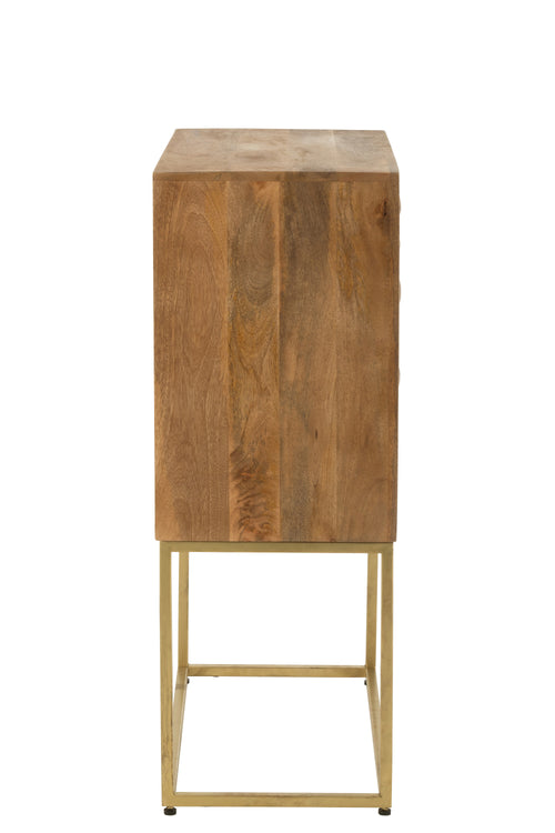J-Line kast Nino Op Staander - metaal/mangohout - naturel/goud - vtwonen shop