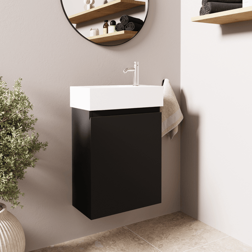 LOMAZOO toiletmeubel Malibu - witte wastafel - mat zwart