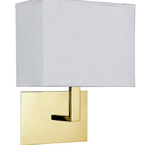 Searchlight Hotel Wandlamp Satijn Messing Metaal & Witte Stoffen Kap