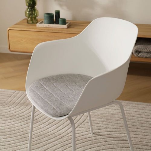 Nolon Nora-Liz Eetkamerstoel Wit - Lichtgrijs Kussen - Witte Poten - vtwonen shop