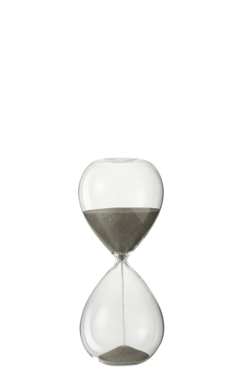 J-Line zandloper - glas/zand - grijs - small