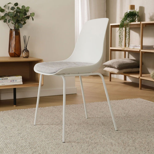 Nolon Nora-Liv Eetkamerstoel Wit - Lichtgrijs Kussen - Witte Poten - vtwonen shop