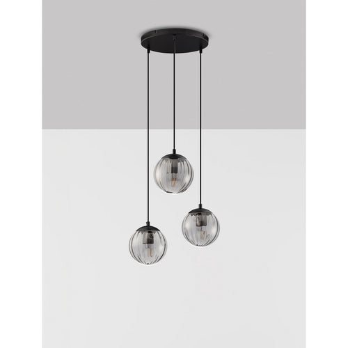 Nova Luce ABBACUS Hanglamp met clusterontwerp, rookkleurig, matzwart, E27 fitting, 3x12W