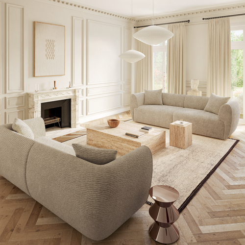 Sia Home - Rechte bank CÔME - Fluweel met structuur - Beige - 230cm - vtwonen shop