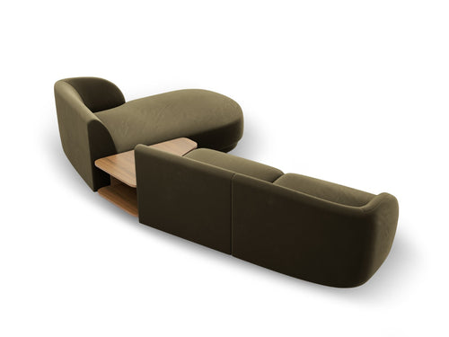 Micadoni Rechte modulaire bank Miley 3-zits, flueel, groente - 178x303x70cm
