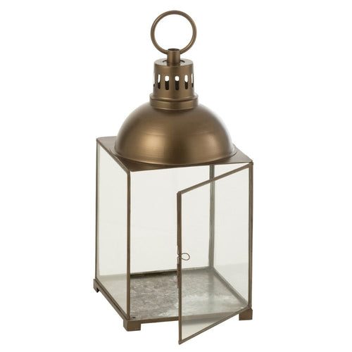 J-Line lantaarn Hagrid - glas/ijzer - brons - small - vtwonen shop