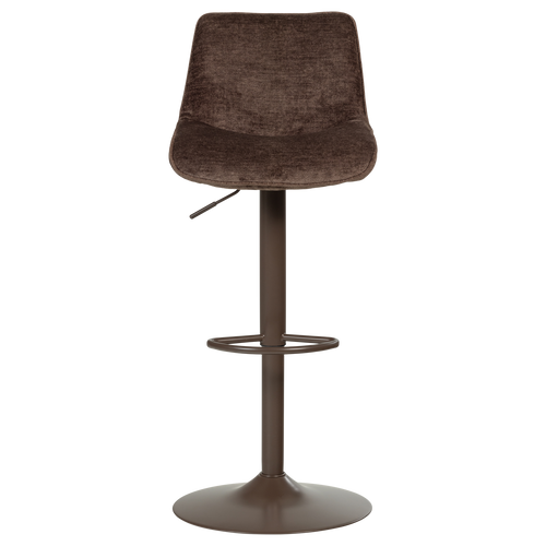 WOOOD barstoel in hoogte verstelbaar Marten - Chenille - Donkerbruin - 110x45x50