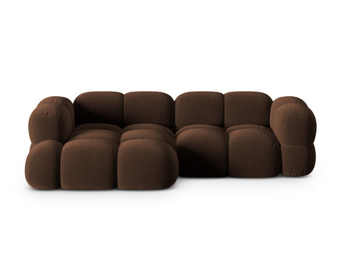 Cosmopolitan Design linker hoekbank Loretto 3-zits, flueel chocolade - 147x250x68cm