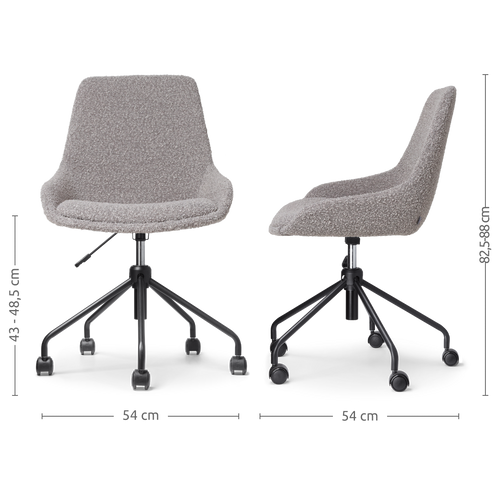 Nolon Nout-Isa Bureaustoelen Set van 2 - Bouclé Taupe - Zwart - vtwonen shop
