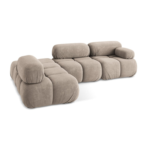LaMiaSofa hoekbank links Sanremo - chenille stof - donkerbeige - 285x190x70