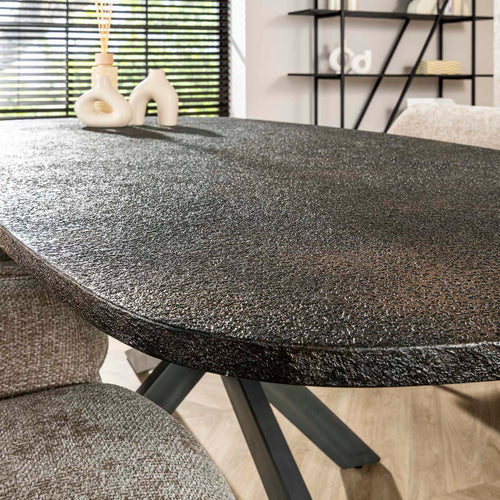 Giga Meubel Eettafel Metallic - Grijs Staal - 215x105x77cm