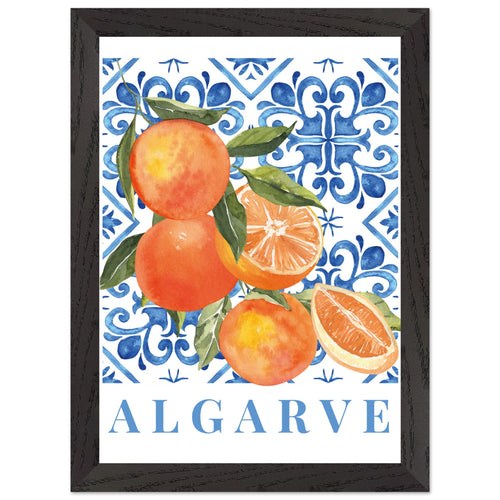 Artfulprints Poster met Lijst Fruits - Oranges in the Algarve   - A4 21x29.7 cm - Meerkleurig