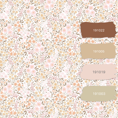 ESTAhome behang bloemetjes zacht roze en beige - 53 cm x 10.05 m - 139533