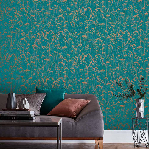 Graham & Brown Vliesbehang - Grace Blauwgroen