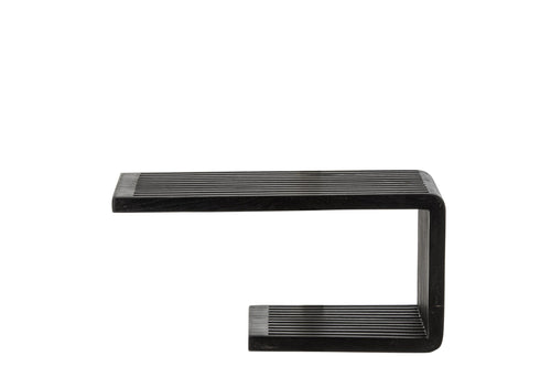 J-Line Wandrek met latten - gerecycled hout - zwart - small
