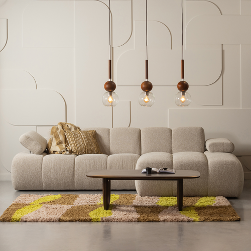 WOOOD vloerkleed grafisch dessin Musa - Naturel/Geel - 170x240 cm - vtwonen shop