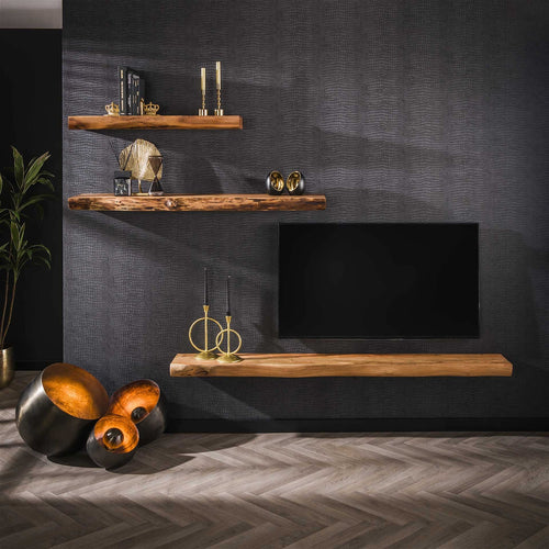 Giga Meubel Wandplank Tree - Naturel Acaciahout - 150x25x8cm