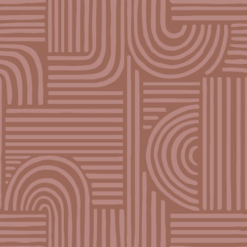 ESTAhome behang grafisch 3D motief terracotta roze - 50 x 900 cm - 131490 - vtwonen shop