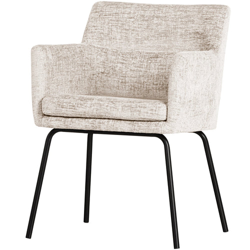 WOOOD eetkamerstoelen Kam - Polyester - Off White - Set van 6