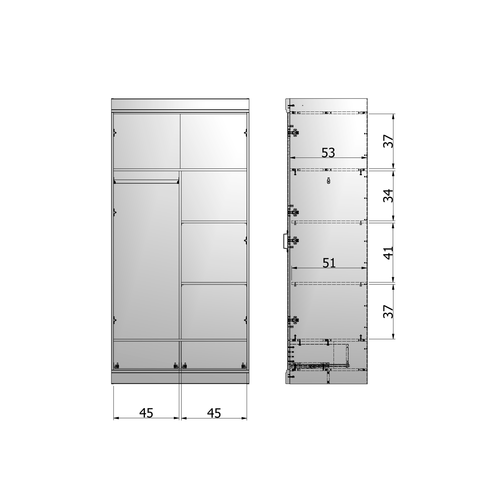 WOOOD kast interieurpakket 2-deurs met lade Connect - Melamine -Zwart - vtwonen shop