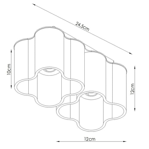 Sollux Lighting Plafondlamp OVIO 2 wit GU10 - 24,5x12x12cm