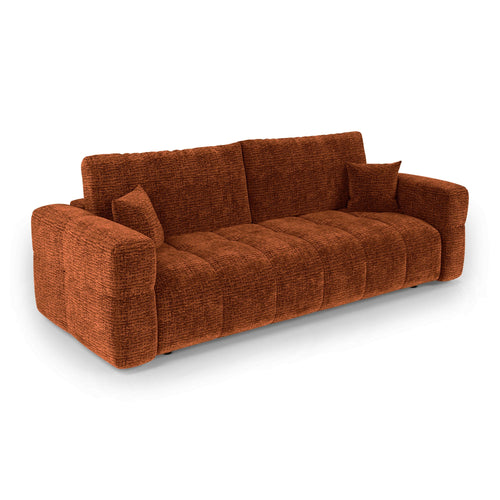 Premium Interiors - Slaapbank met opbergruimte VIBE - zacht aanvoelende geweven stof terracotta 247cm