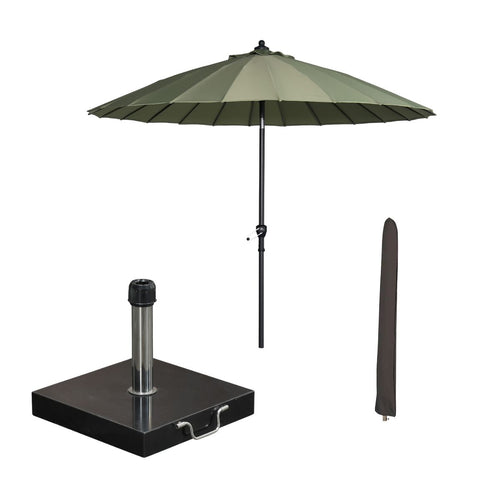 Garden Impressions stokparasol Manilla olijf Ø250 cm met Cosmo voet en hoes